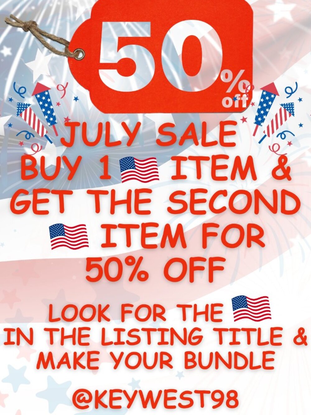 🇺🇸 JULY SALE 🇺🇸 ~ BUY 1 🇺🇸 ITEM GET 1 🇺🇸 ITEM 50% OFF